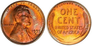 1955�N S 1�Z���g �����J�[�� �E�B�[�g �Z���g PCGS MS 64 RB - �g�[�j���O