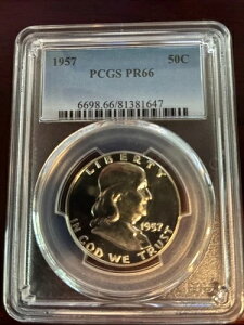 �t�����N���� �n�[�t�_���[ 1957�N PCGS �O���[�h PR66 �v���[�t �n�[�t�_���[ 50�Z���g ������