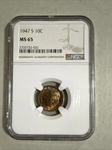 1947-S 10�Z���g ���[�Y�x���g �_�C�� �V���o�[ NGC MS65 �g�[���R�C��