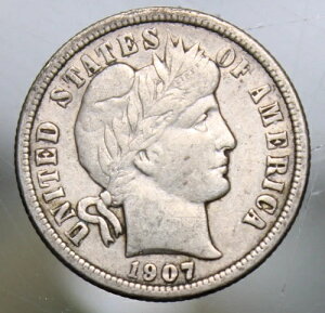 1907 O Barber Dime - VF+ !!