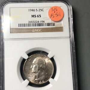 1946-S/S 25C NGC MS65 RPM FS-501 ���V���g�� ~ �󏭂ȑf���炵����΂̃o���G�[�V����!