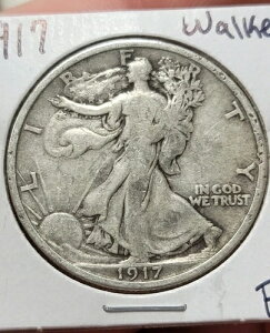 1917�N �E�H�[�L���O ���o�e�B �n�[�t �h�� - 90% �V���o�[ - �č��R�C�� - F/XF ( RAW539 )