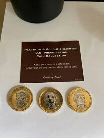 ダンベリー造幣局のプラチナと金のハイライトコイン3枚、米国大統領