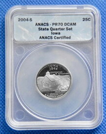 2004-S - アイオワ州クォーター - ANACS-PR70 DCAM N1457