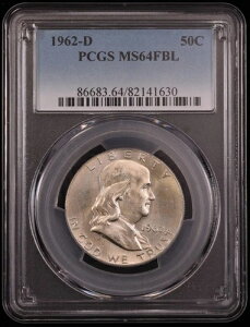 1962�N-D �t�����N���� �n�[�t�_���[ 50�Z���g PCGS PF64 FBL �F�� ~90% �V���o�[~