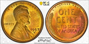 MS65RB 1957-D 1C �����J�[���E�E�B�[�g�E�Z���g�APCGS �g�D���[�r���[ - �~���g�Z�b�g ���C���{�[�g�[��