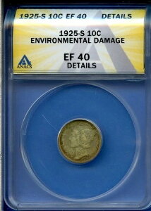 1925 S ANACS EF40 �ڍ� �}�[�L�����[�_�C�� 10�Z���g US �V���o�[ �� 1925-S XF40 EF-40 Det