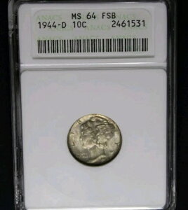 1944 D MS64 FSB 10C �}�[�L�����[�V���o�[�_�C���R�C�� �~�j�A�i�b�N�X ���C���{�[�J���[�g�[��