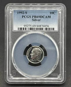 �f���炵��10�Z���g 1992-S�O���[�h ���[�Y�x���g �f�B�[�v�J���I �V���o�[�v���[�t�R�C�� PCGS PR69DCAM