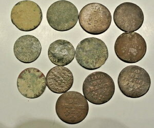 Lot de 14 MONNAIES LIARD ET DOUBLE TOURNOIS Circula CANADA and ���C�W�A��