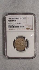 1853 �N ARROWS & RAYS ���� 1/4 �C���` NGC VF �ڍ� �g�[�����H 25 �Z���g �R�C�� �̔����i!