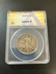 1919�N D �������R�̏��_�n�[�t�h�� ANACS G-6-���ǂ����t-�V���o�[-�X���u - 50C-