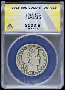 1913�N �o�[�o�[ �n�[�t 1/2 �h�� 50�Z���g ANACS �ǍD 6�_ �t�B���f���t�B�A