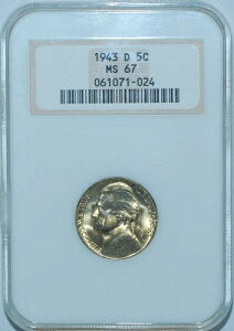1943 D NGC MS67 5C RPM-007 �č��� �~���g �}�[�N�E�W�F�t�@�[�\�� �V���o�[ �E�H�[�j�b�P��