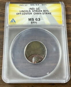 (ND) �����J�[�� �Z���g 1C �ō��A80% �I�t�Z���^�[ �`�F�[�� �X�g���C�N �G���[ - ANACS MS63 BRN�B