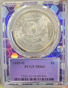 1885�N O �����K�� �V���o�[ �_���[ $1 PCGS MS61 �g���[�_�[ �r�[ �z�� �R�A
