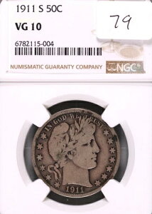 1911-S �o�[�o�[ �V���o�[ �n�[�t�h�� NGC VG-10 #5-004