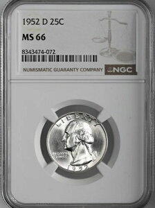 1952-D 25�Z���g ���V���g�� �V���o�[ �N�H�[�^�[ �f���o�[������ NGC MS66 #8343474-072