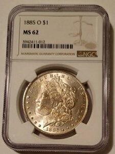 1885 O �����K����� MS62 NGC �\�ʃ��C�g�g�[�j���O