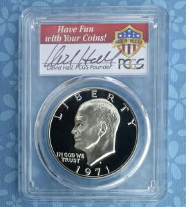 1971 S PCGS PR 69 D-Cam �A�C�[���n���[ �V���o�[ $1�A�f�r�b�h�E�z�[�����M�T�C������APop 335