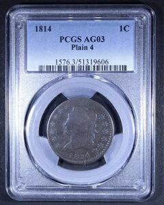 1814 �N���V�b�N �w�b�h ���[�W �Z���g (�v���[�� 4) - 1 �Z���g PCGS AG03 - �^�t �R�C��!