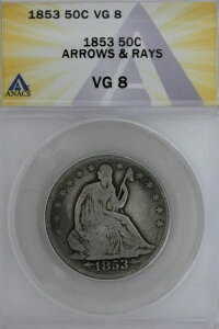 1853 .50 ANACS VG 8�{�̖�ƌ��� 1800�N��̃n�[�t�h���A���R�̏��_���̃n�[�t�h��