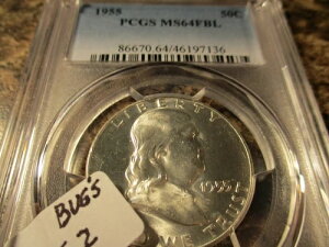 1955�N �t�����N���� �o�O�Y�E�o�j�[ �_�C�X 2 �N���b�V�� �}�[�N M UNUM PCGS MS64FBL 7136�Ƃ��ǂ݉�����