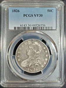 1826�N �L���b�v�h�o�X�g �V���o�[ �n�[�t�h�� PCGS VF30