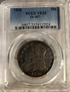 1830�N �L���b�v�h�o�X�g �V���o�[�n�[�t�h�� O-107 PCGS VF25 ��������