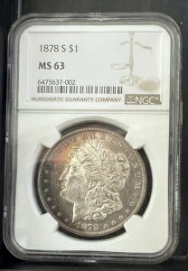 ?? 1878 S ���[�K�� �V���o�[ �_���[ MS63 PCGS �O���[�h ���C���{�[�J���[ �g�[�j���O �R�C��