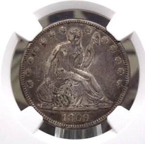 1869�N���uP�v���R�̏��_�� �V���o�[ �n�[�t�h�� 50�Z���g NGC XF40 #024 �G�N�X�g���t�@�C�� ECC&C