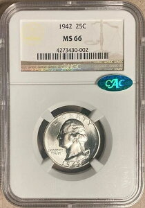 1942�N NGC & CAC MS66 ���V���g�� �N�H�[�^�[ 25�Z���g