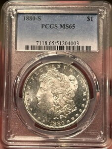 1880 S ���[�K�� �V���o�[ �_���[ PCGS MS65 ����R�C���A���o�[�X �N���Z���g �g�[���t��!