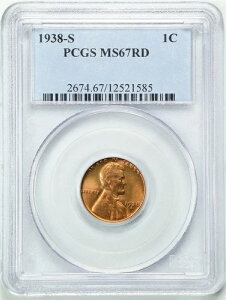 1938-S 1C �����J�[�� �E�B�[�g �Z���g MS67RD PCGS 12521585