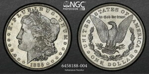 1885�N�� Morgan MS63PL�A���邭����̂���NGC PhotoVision�ɂ�閾�É摜