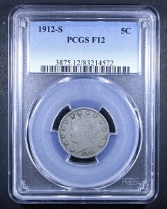 1912-S ���o�e�B V �j�b�P�� - 5 �Z���g PCGS F12 - �d�v�ȓ��t!