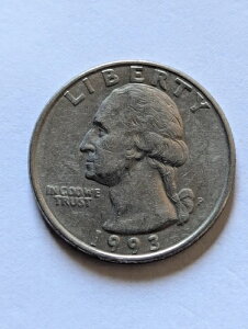 �A�����J 25 �Z���g�A1993-P�A���V���g�� �N�H�[�^�[�A�����ʁA�uIn Cod We Trust�v