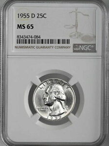 1955-D 25�Z���g ���V���g�� �V���o�[ �N�H�[�^�[ �f���o�[������ NGC MS65 #8343474-084
