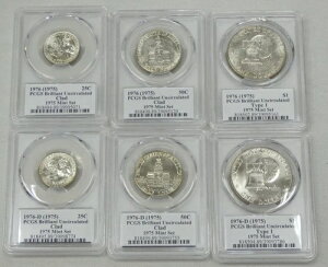 1975('76) ����ꂽ�N 6�_�Z�b�g P&D �~���g�Z�b�g 25�Z���g�A50�Z���g�A$1 PCGS BU