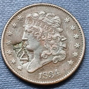 1834�N �N���V�b�N�w�b�h �n�[�t�Z���g 1/2�Z���g �����R�C�� XF �J�E���^�[�X�^���v A.V. #91628