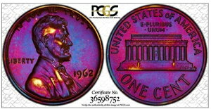 1962�N 1�Z���g �v���[�t �����J�[���L�O���Z���g PCGS PR67RB POP~53 ���ʎ�
