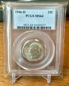 1946-D 25�Z���g ���V���g�� �V���o�[ �N�H�[�^�[�h�� PCGS MS64 �g�[�� �����X�^�[ �g�i�[�g�[��