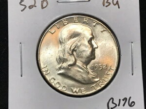 1952-D �t�����N���� �n�[�t�_���[ - BU/Unc 90% �V���o�[ 50�Z���g - Nice Bell Lines - B176