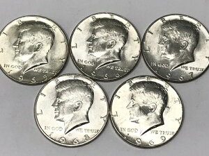 5x 40% �V���o�[ �P�l�f�B �n�[�t �_���[�A1965�A1966�A1967�A1968�A1969 UNC / XF / TONED