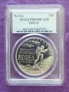 1991 P PCGS PR 69 DCAM �؍� 1 �h���d�� $1 Commem ���B���e�[�W SLAB