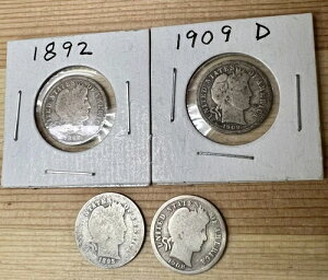 1909 D Barber Dime & Company! �A���e�B�[�N 90% �V���o�[ �R���N�^�[ �R�C�� 4 �� �d�v�ȓ��t!