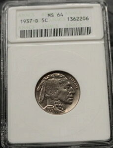KAPPYSCOINS GH185 1937D ANACS MS64 �W�F�� BU �V���[�v �t���z�[�� �o�b�t�@���[�j�b�P��
