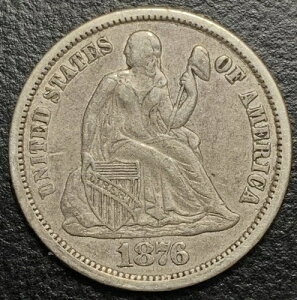 1876�N P �V�[�e�b�h ���o�e�B �V���o�[ �_�C�� 10�Z���g �`���C�X �I���W�i�� VF/XF ���A US �^�C�v �R�C��