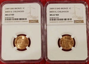 2009 P & D �a�� �c���� (x2) NGC MS67 RD SMS �����J�[�� �� �u�����Y �Z���g 22/33