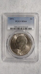 1971 �N P �A�C�[���n���[ �h�� PCGS MS64 ������ IKE $1 �R�C�� �������w��!